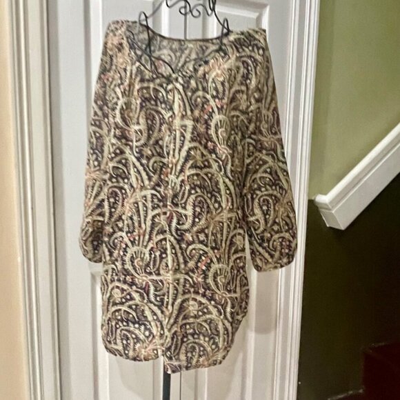 J.CREW BOHOCHIC PAISLEY TUNIC SZ SMALL 100%COTTON BLACK/PINK/BEIGE - Picture 16 of 16